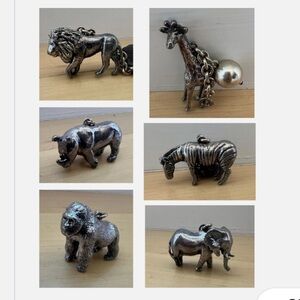 Susan Cummings Sterling Silver Animal Charm Set of 6